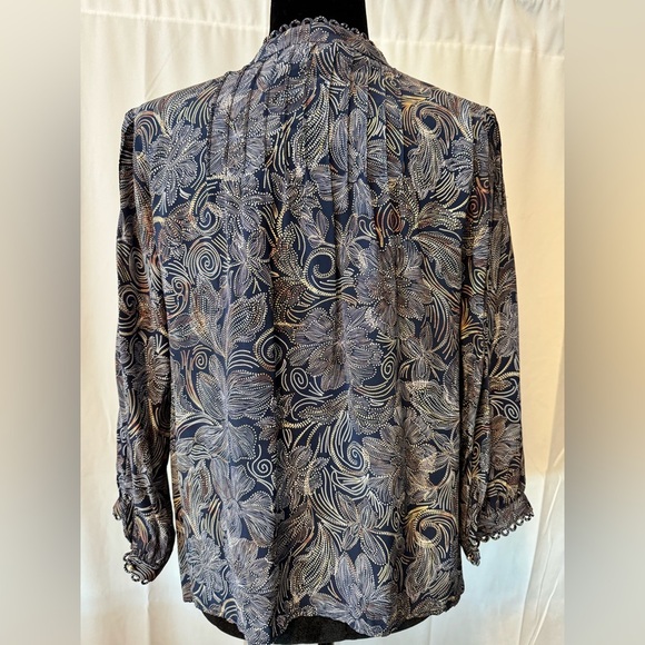 Johnny Was Jade Venus Peasant Blouse 100% Silk Size Small - Picture 2 of 10